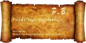 Polónyi Baldvin névjegykártya